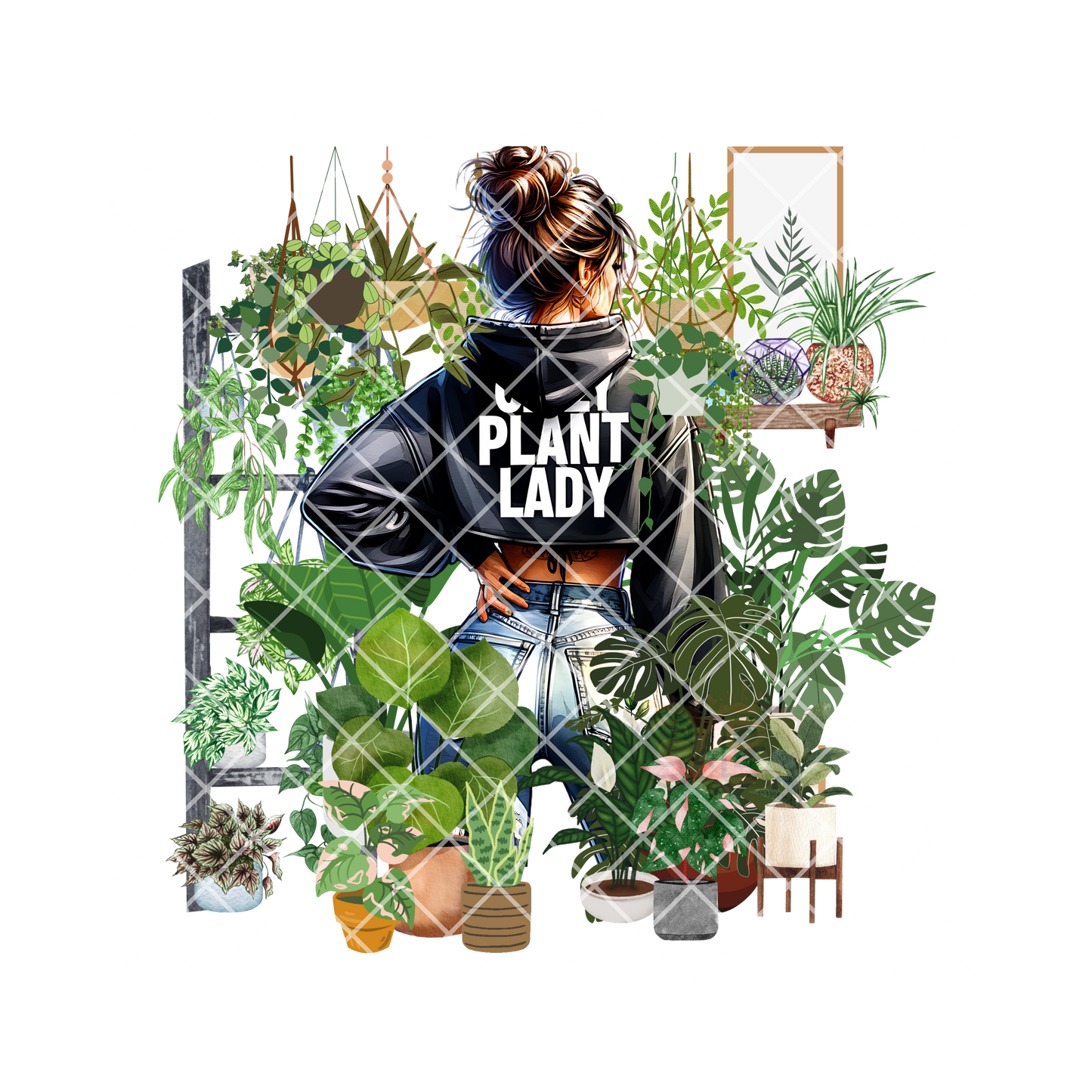 Crazy plant lady babe PNG
