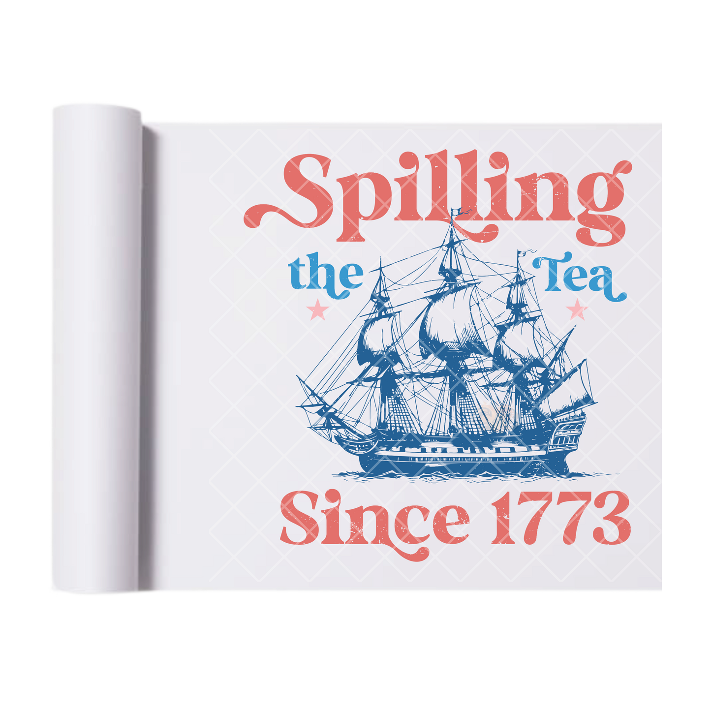 Spilling Tea Since 1773 - Direct Print Film Transfer for Trendy T-Shirts, Cotton, Polyester & Blends - High-Quality Print