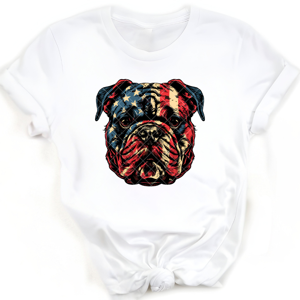 English Bulldog American Flag Face PNG