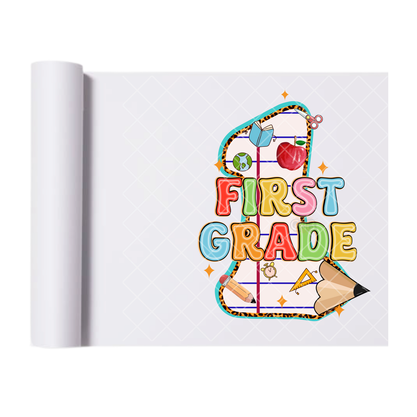 First Grade Pencil 1 - Direct Print Film Transfer for T-Shirts, Cotton, Polyester & Blends - High-Quality Print