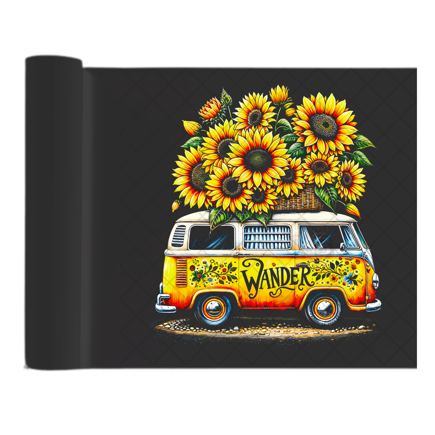Sunflower Wander Van - Direct Print Film Transfer for Trendy T-Shirts, Cotton, Polyester & Blends - High-Quality Print