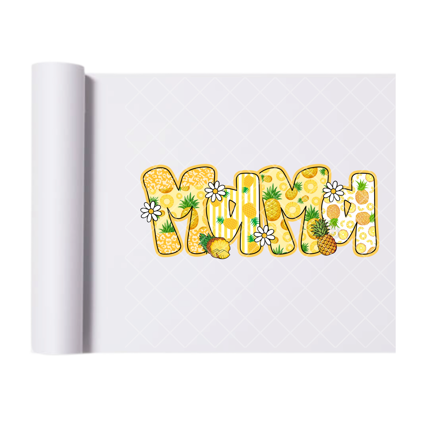 Mama Pineapple Theme - Direct Print Film Transfer for Trendy T-Shirts, Cotton, Polyester & Blends - High-Quality Print