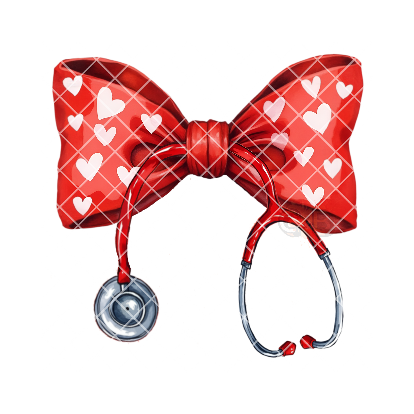Heart bow with stethoscope DTF film t shirt transfer