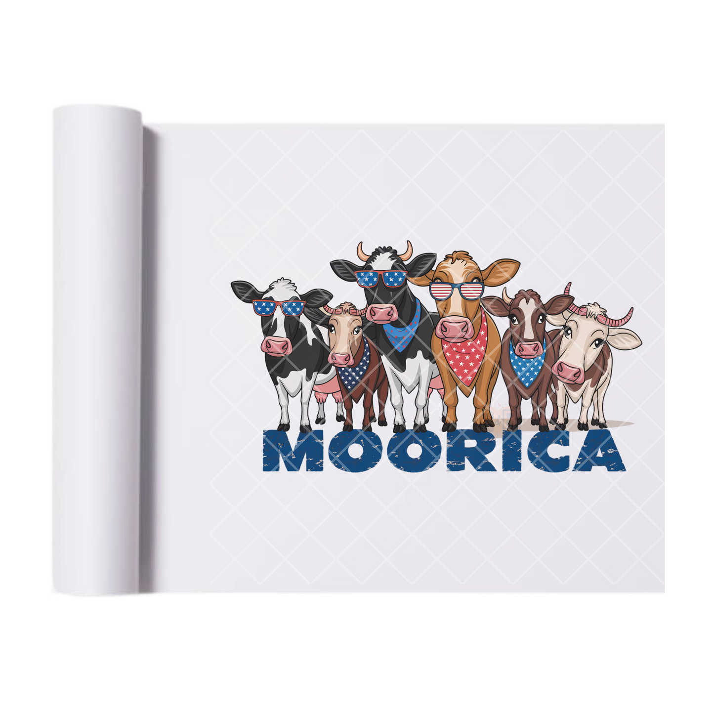 Moorica Patriotic Cows - Direct Print Film Transfer for T-Shirts, Cotton, Polyester & Blends - High-Quality Print
