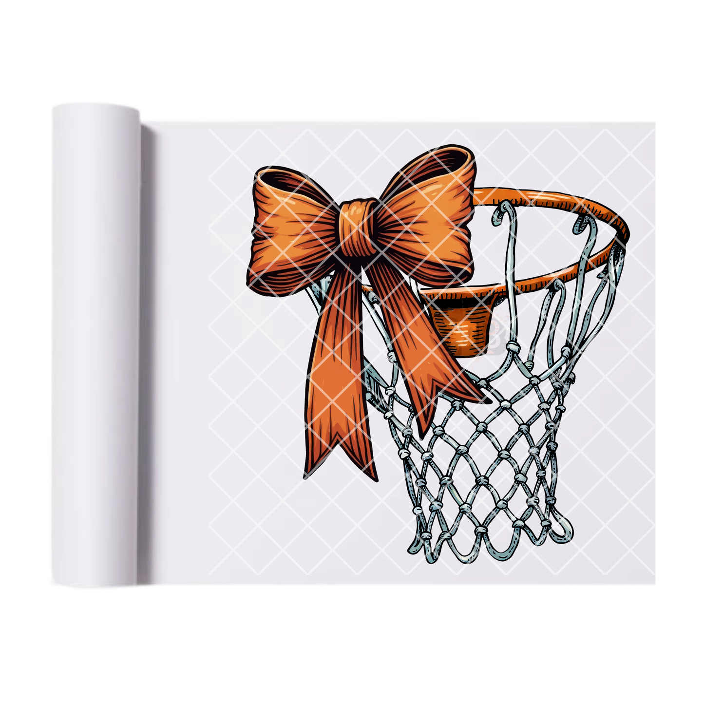 Basketball hoop with orange bow DTF film t shirt transfer