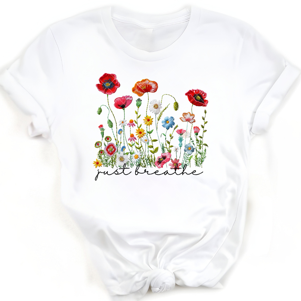 Just Breather Embroidery Flowers PNG