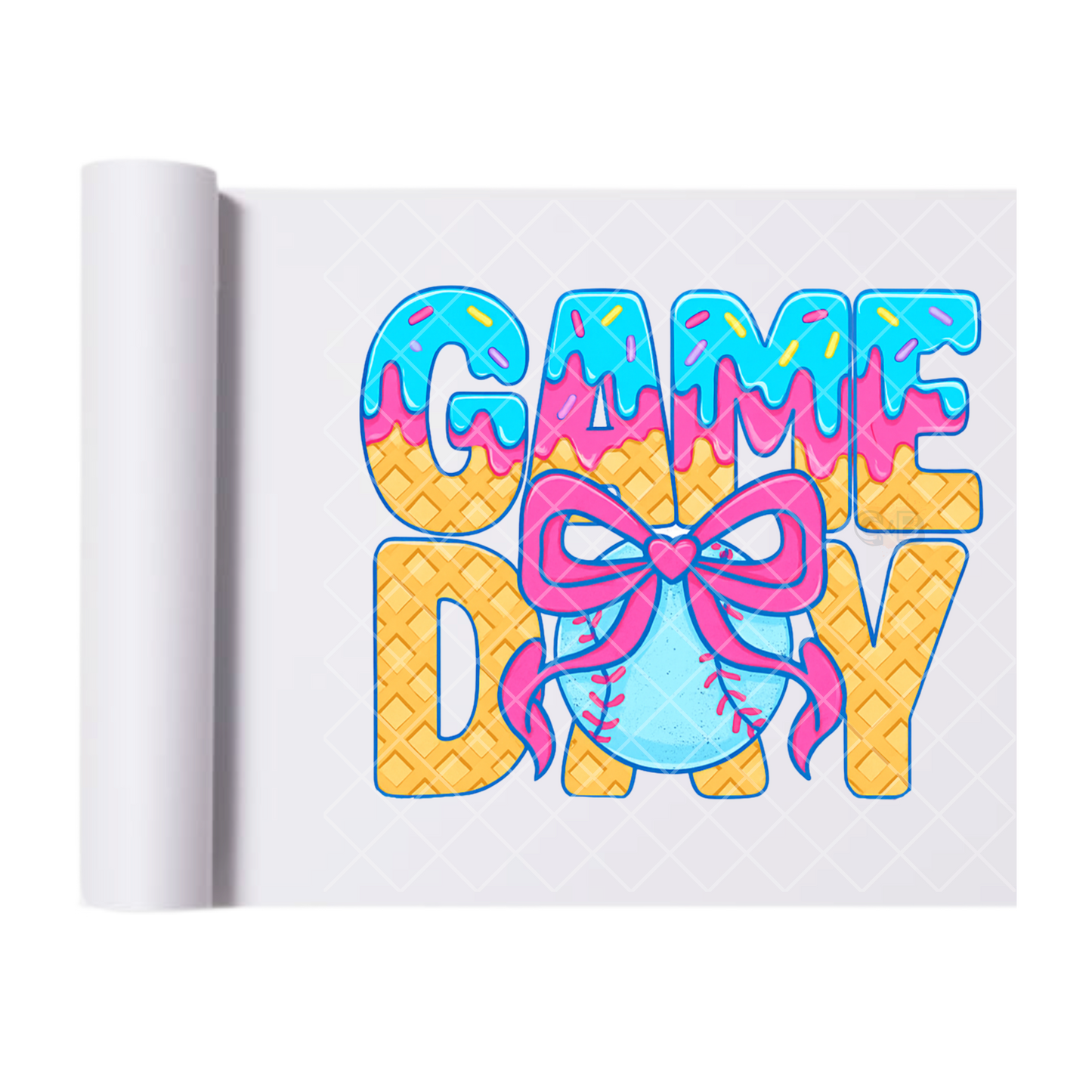 Game Day Icecream Baseball - Direct Print Film Transfer for T-Shirts, Cotton, Polyester & Blends - High-Quality Print