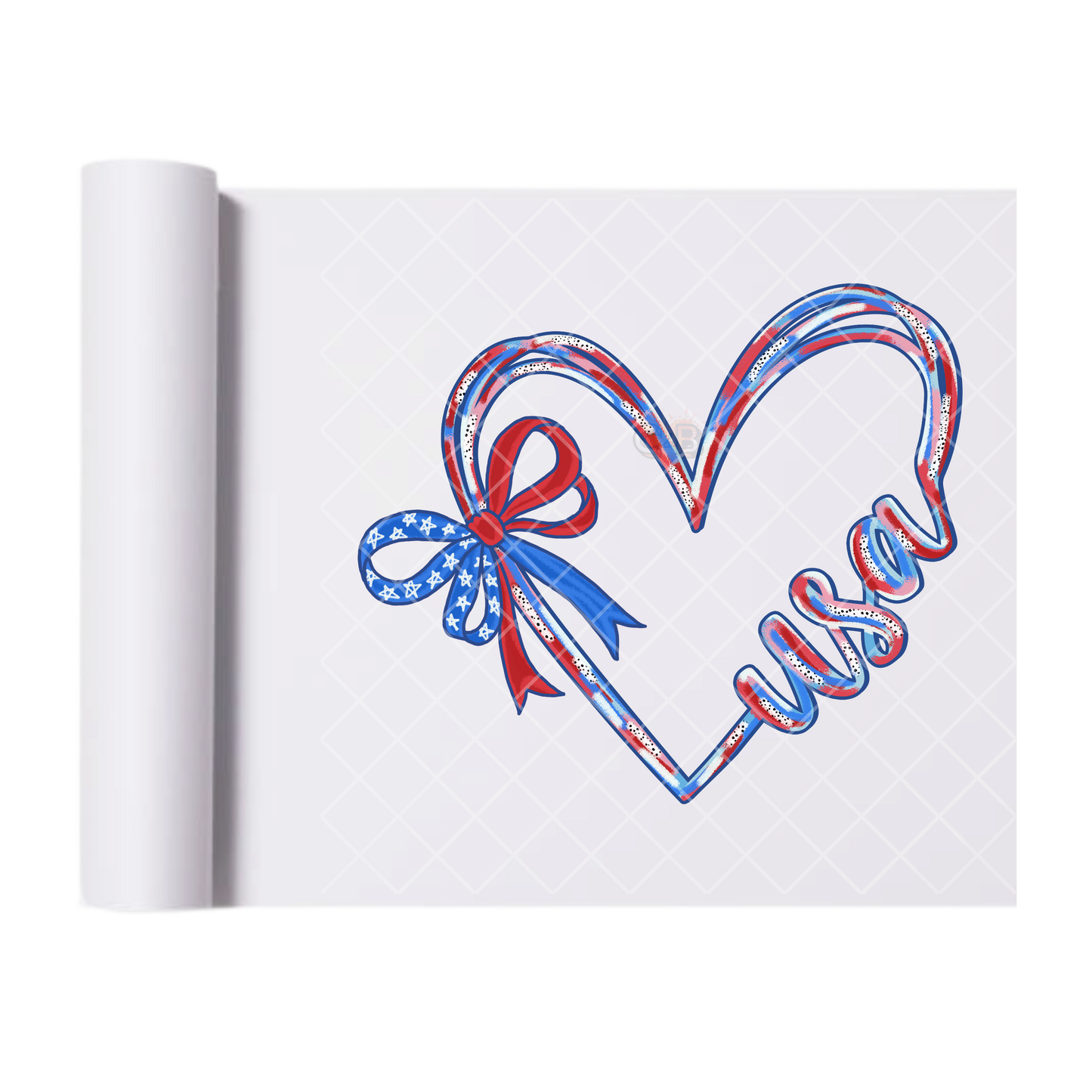 Heart Ribbon USA - Direct Print Film Transfer for Trendy T-Shirts, Cotton, Polyester & Blends - High-Quality Print