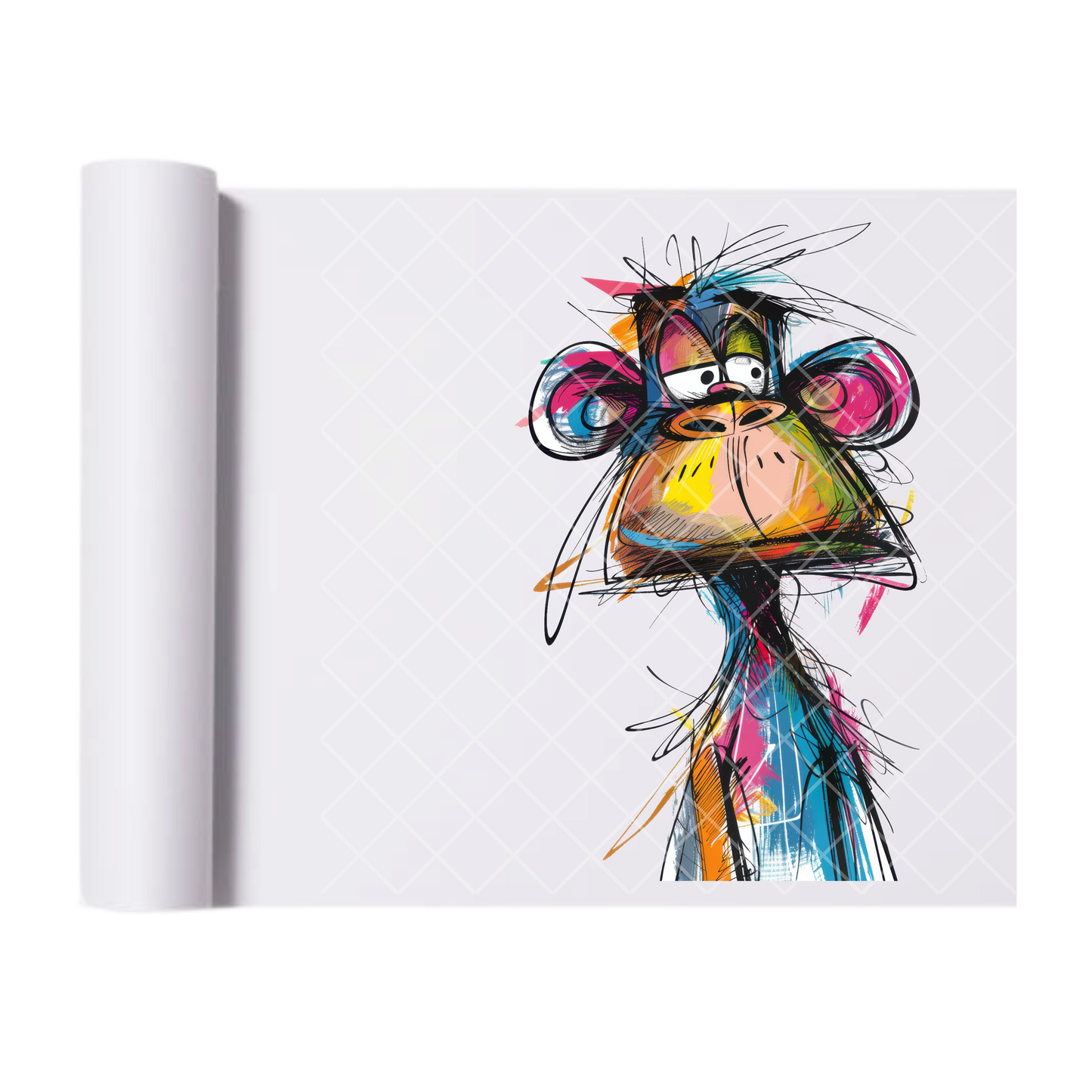 Sketchy Monkey - Direct Print Film Transfer for Trendy T-Shirts, Cotton, Polyester & Blends - High-Quality Print