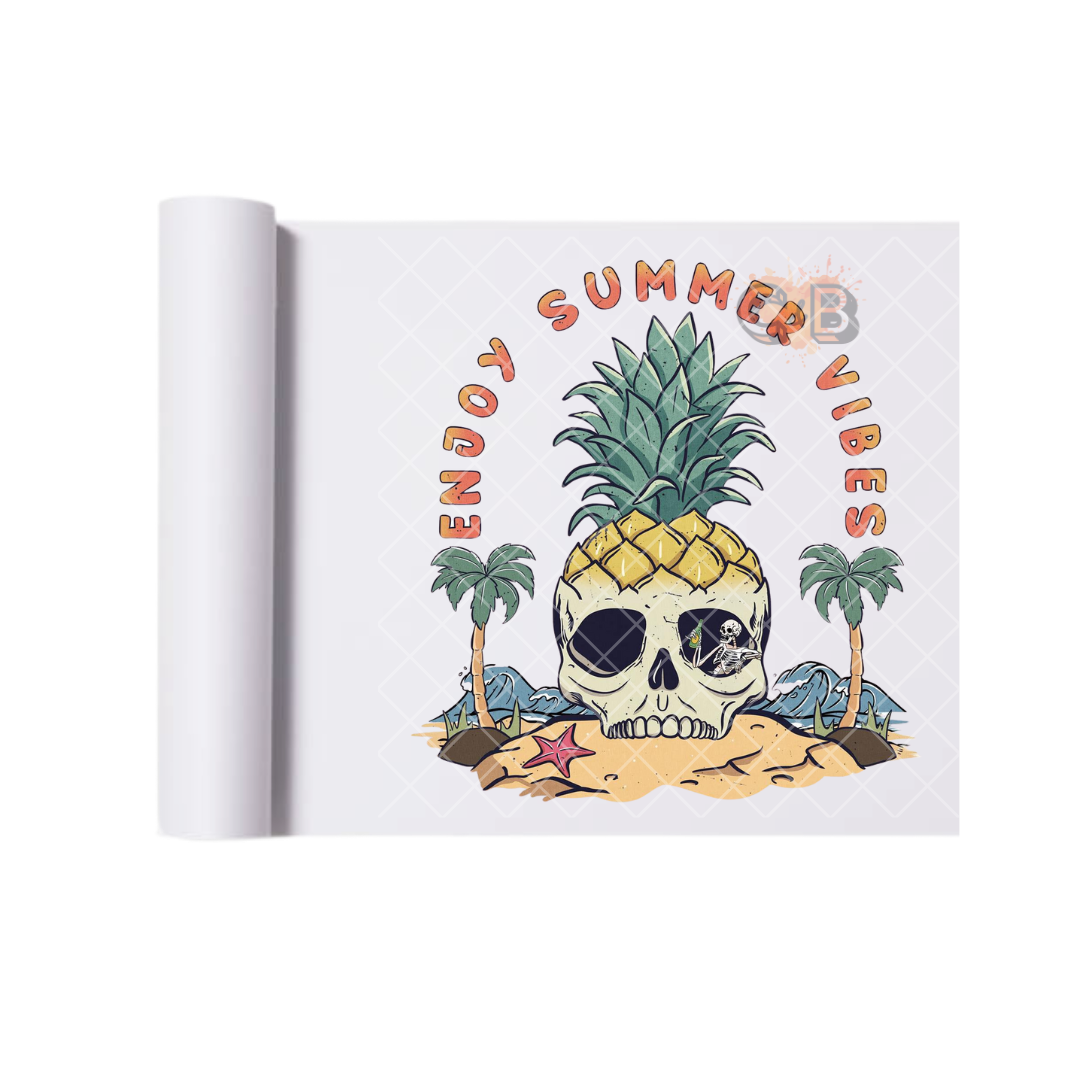 Enjoy Your Summer Pineapple Skull DTF Transfer