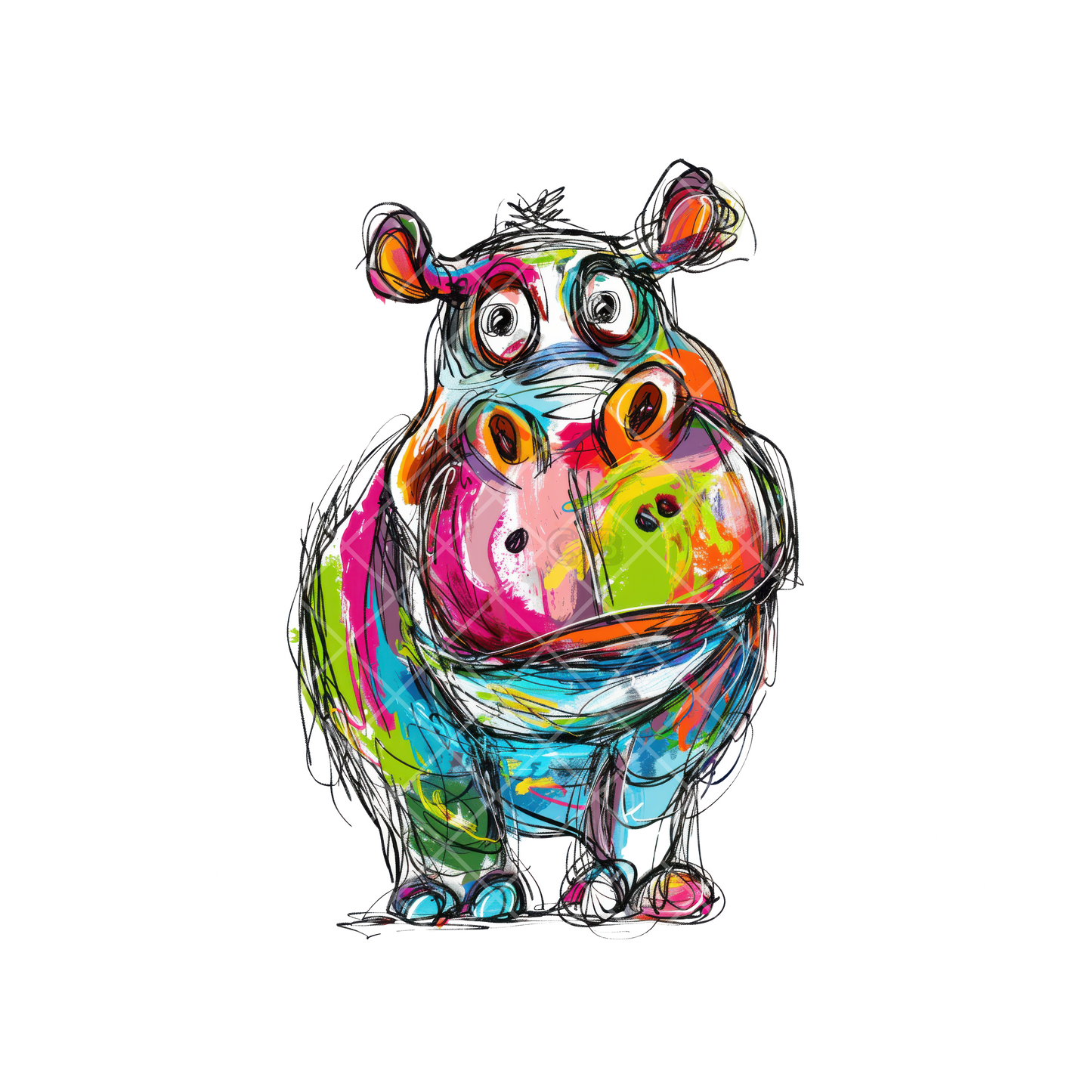 Hippo Art Painting PNG