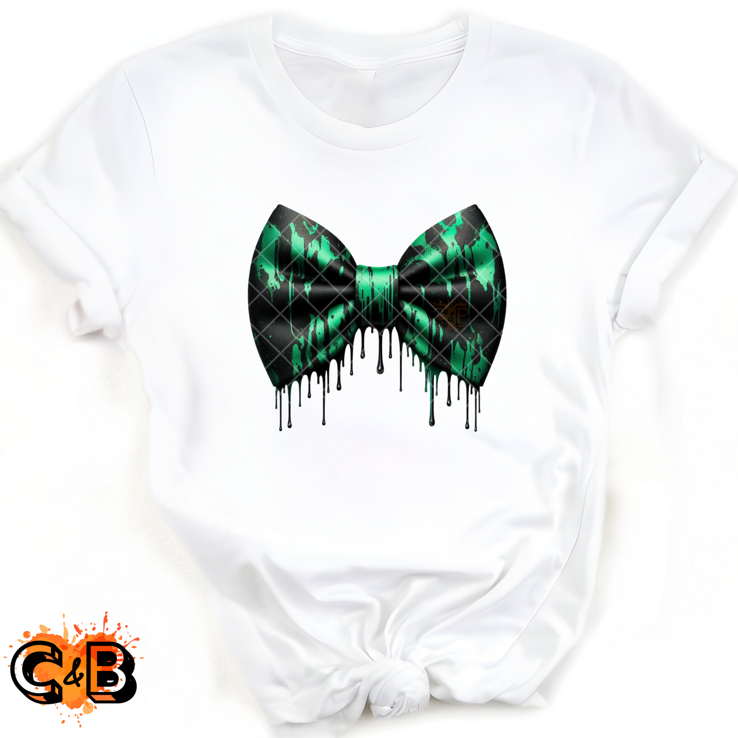 Dripping Patrick’s Day Bow - Direct Print Film Transfer for T-Shirts, Cotton, Polyester & Blends - High-Quality DTF Print