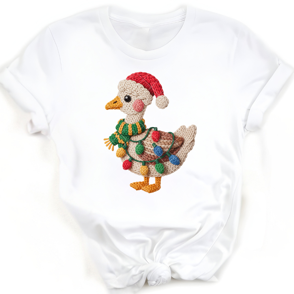Christmas Duck Faux Crochet PNG File