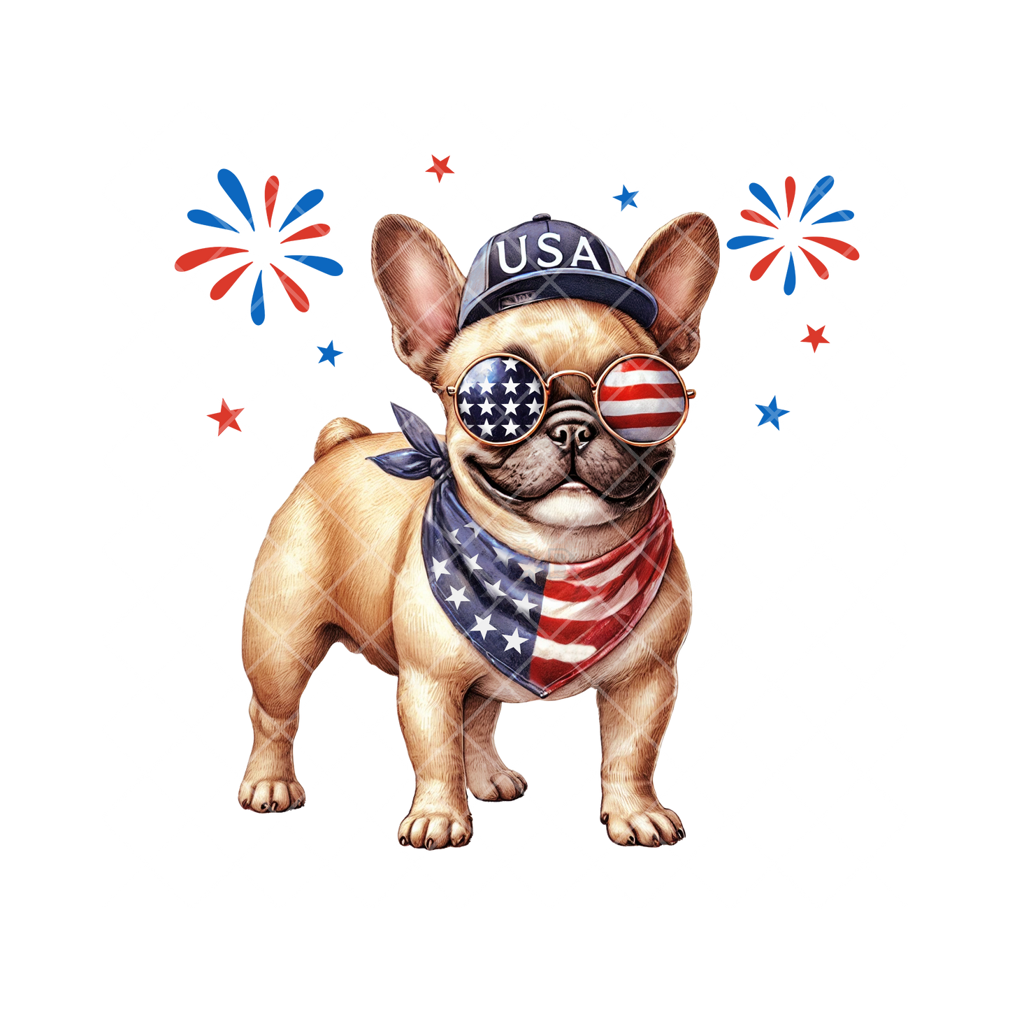 Patriotic Frenchie USA Top PNG