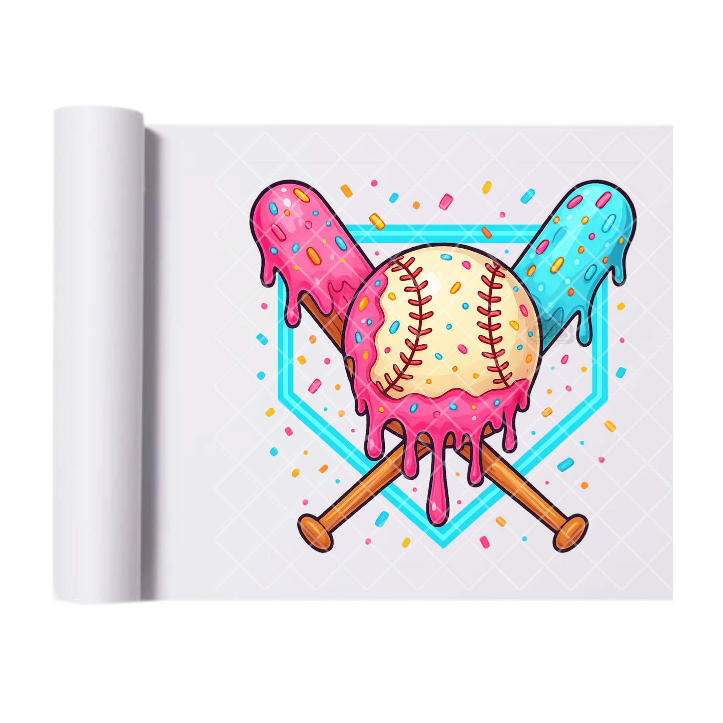 Icecream Baseball Club - Direct Print Film Transfer for T-Shirts, Cotton, Polyester & Blends - High-Quality Print