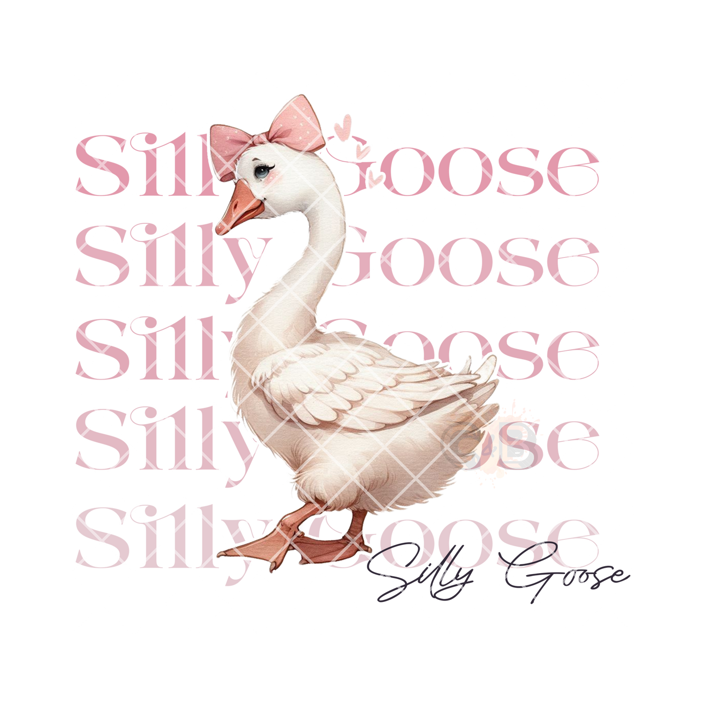 Silly goose pink font bow PNG