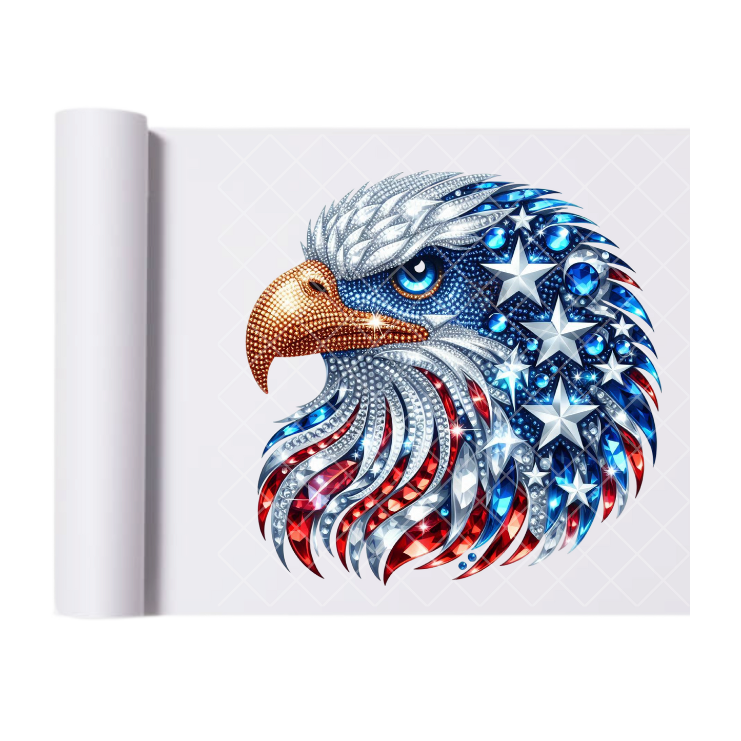 Patriotic Eagle Head Flag Feathers - Direct Print Film Transfer for Trendy T-Shirts, Cotton, Polyester & Blends - High-Quality Print
