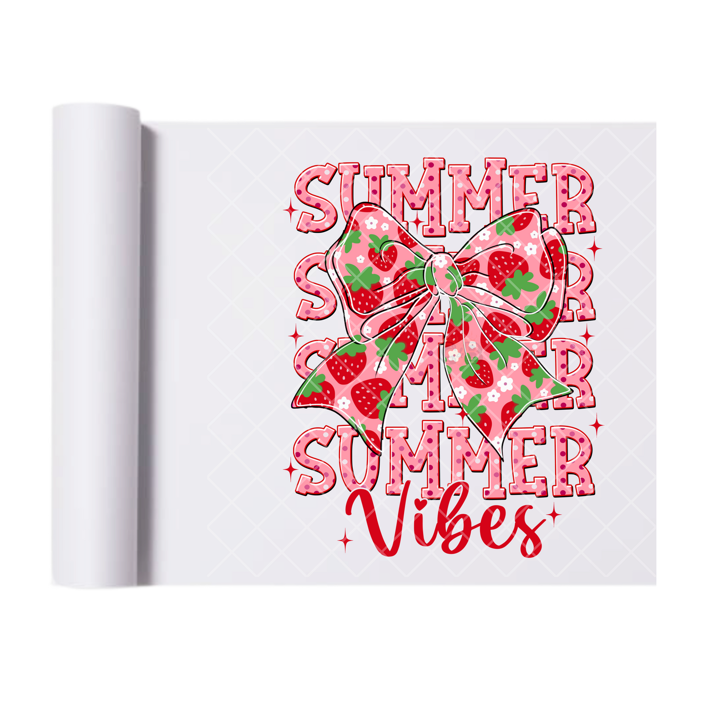 Syrawberry Summertime Vibe Bow - Direct Print Film Transfer for Trendy T-Shirts, Cotton, Polyester & Blends - High-Quality Print