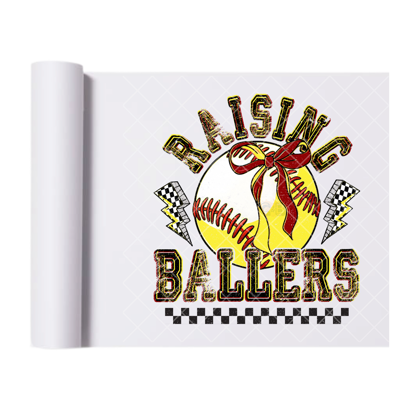 Raising Ballers Softball - Direct Print Film Transfer for T-Shirts, Cotton, Polyester & Blends - High-Quality Print