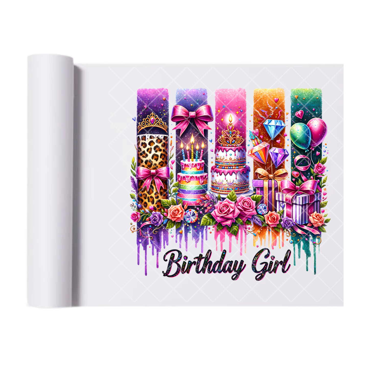 Birthday Girl Style Scenes - Direct Print Film Transfer for Trendy T-Shirts, Cotton, Polyester & Blends - High-Quality Print