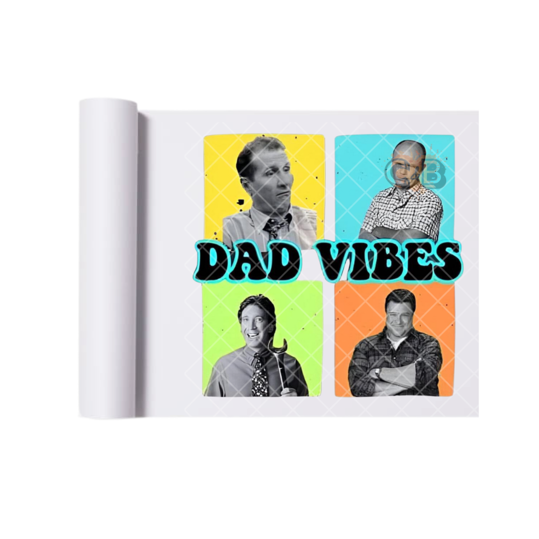 Dad Vibes Multi-Color Tile DTF Transfer