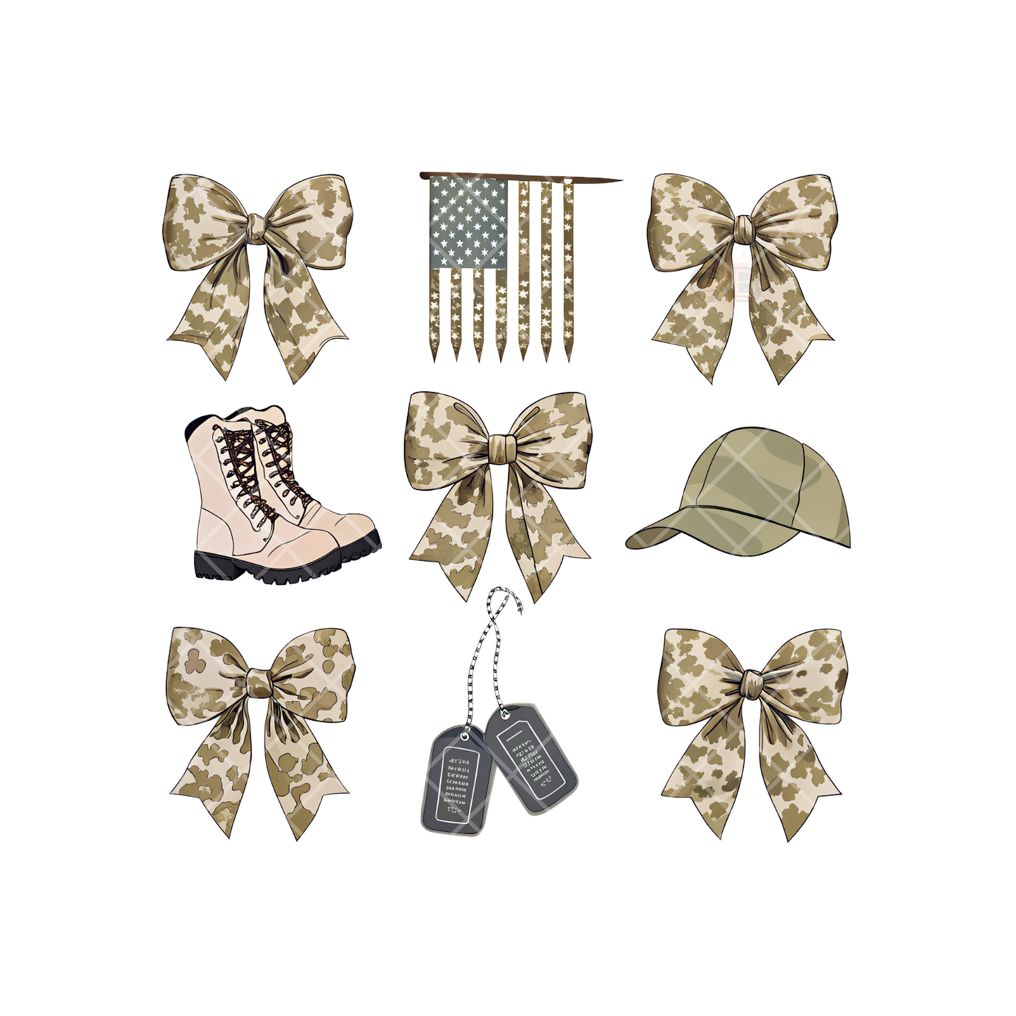 Military Hat Flag Boots Tags PNG
