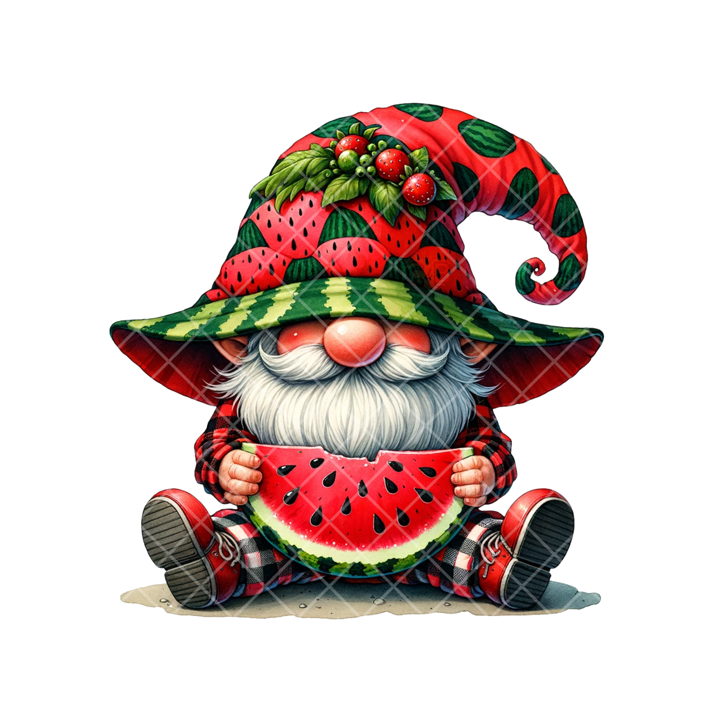 Watermelon Themed Gnome PNG