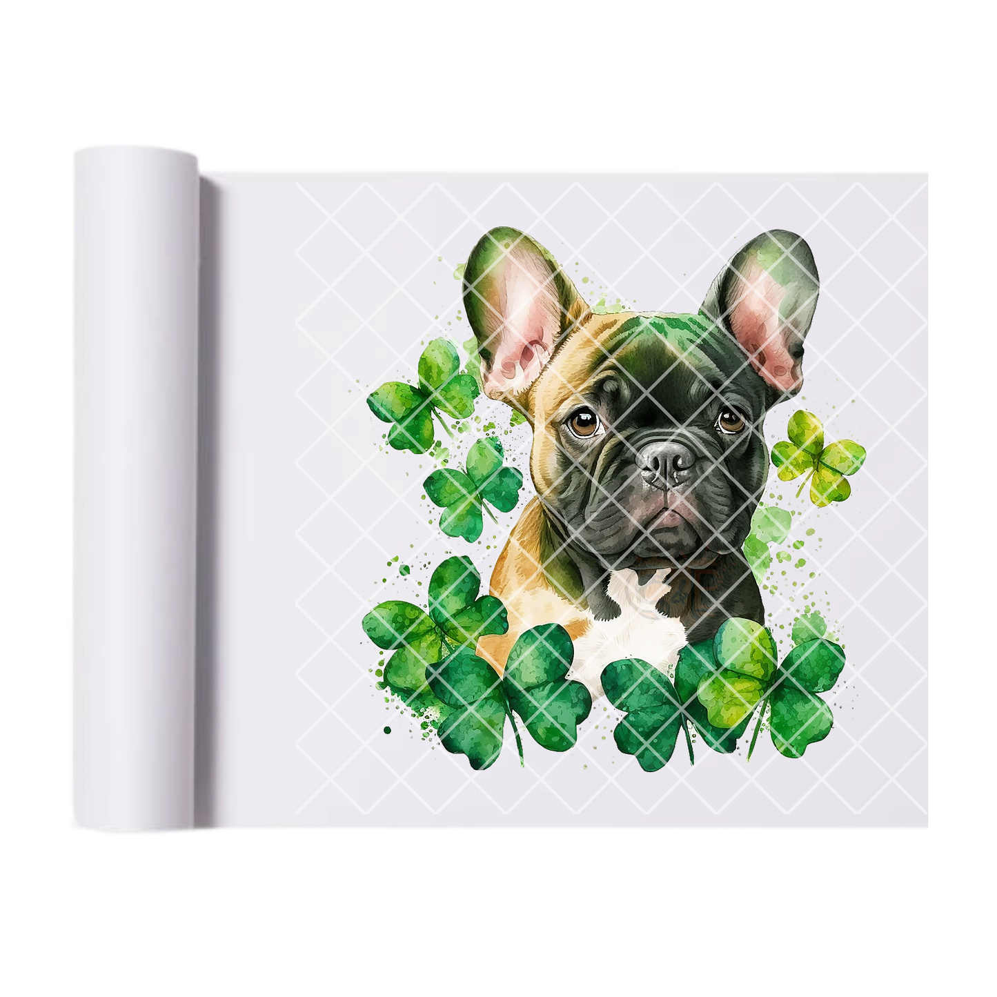 Frenchie patch of clovers DTF transfer-high quality transfer for printing