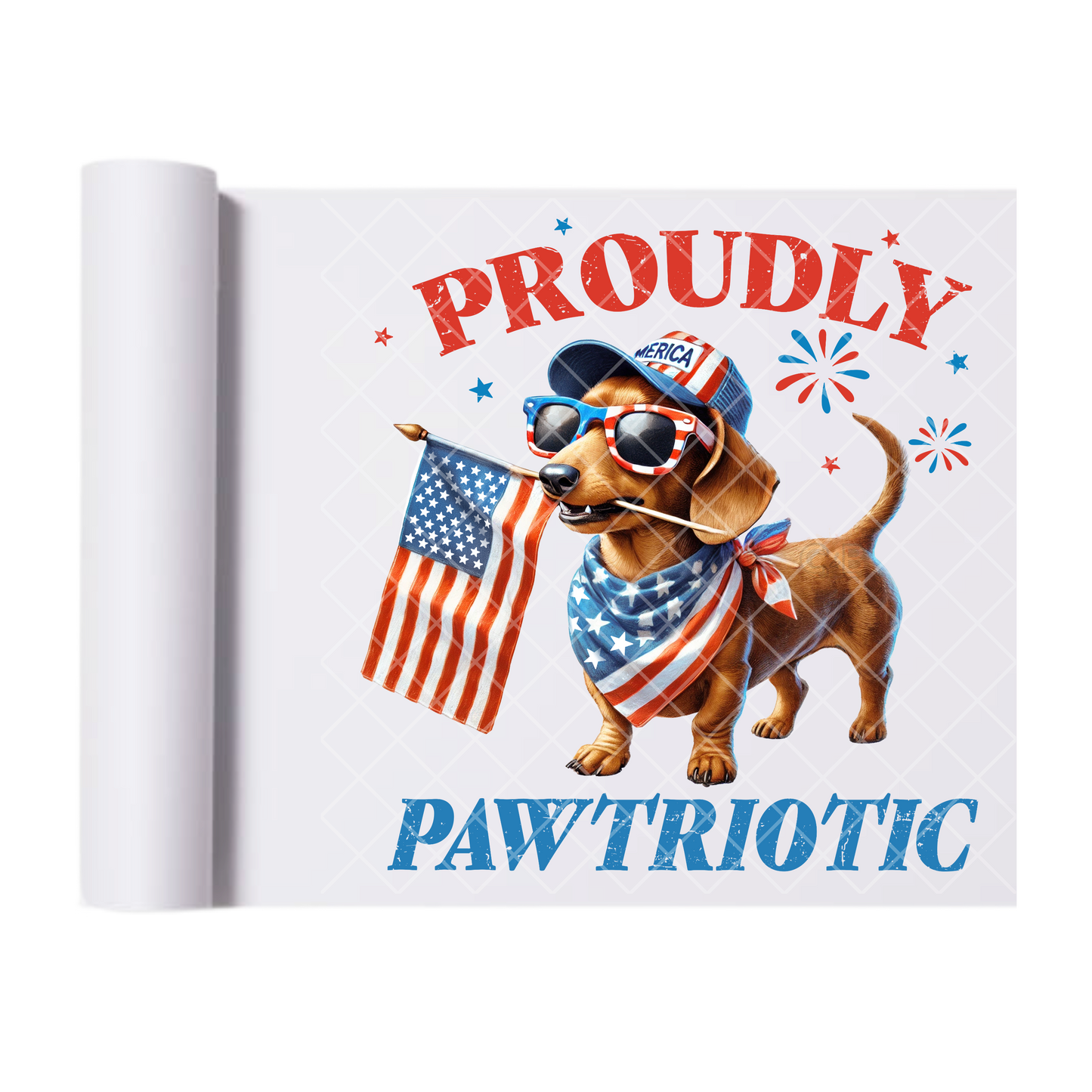 Proudly Pawtriotic - Direct Print Film Transfer for Trendy T-Shirts, Cotton, Polyester & Blends - High-Quality Print
