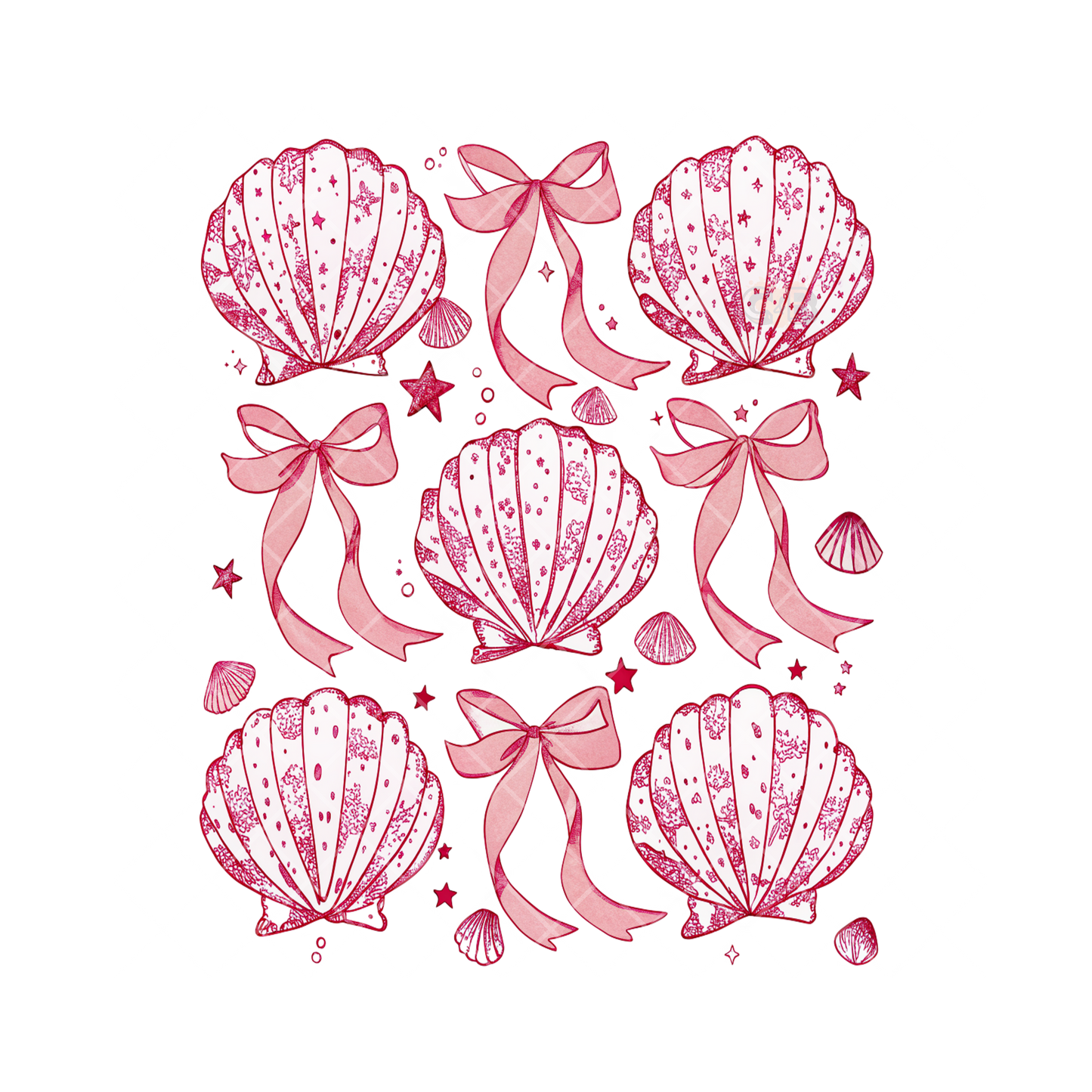 Pink Shells Ribbons Stars PNG