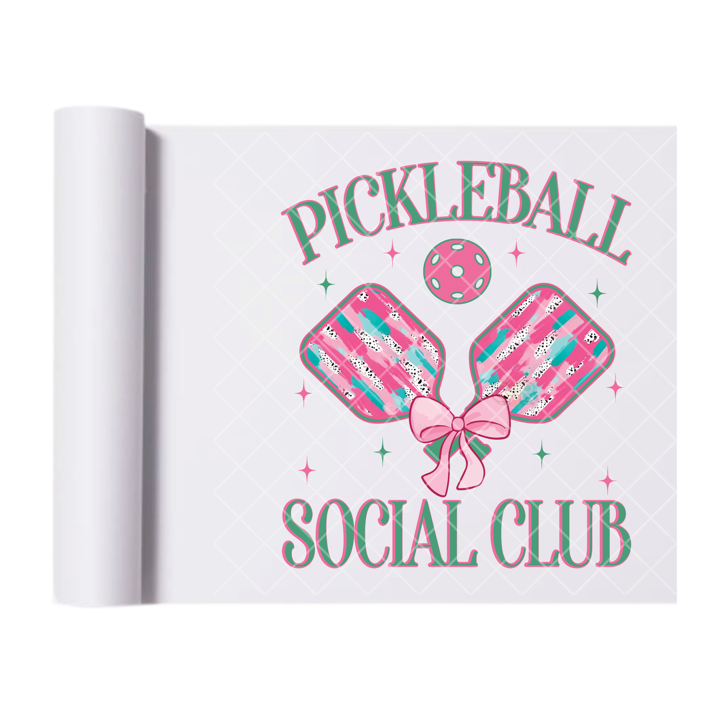 Pickleball Social Club Pink Paddle - Direct Print Film Transfer for T-Shirts, Cotton, Polyester & Blends - High-Quality Print