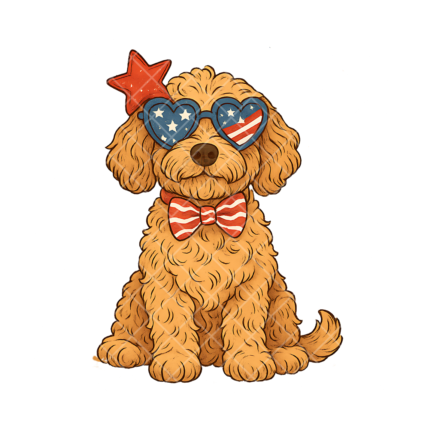 Pup with Flag Shades Red Star PNG