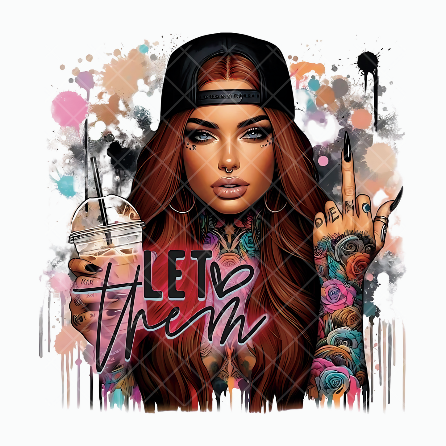 Let Them Babe Auburn Hair PNG File