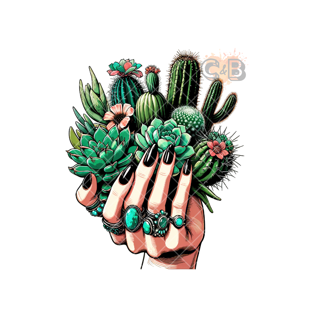 Hand With Succulents PNG