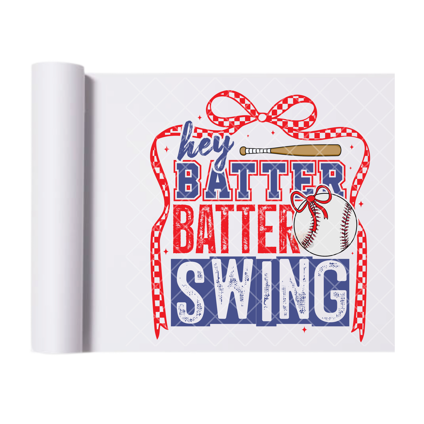 Hey Batter Batter Swing - Direct Print Film Transfer for T-Shirts, Cotton, Polyester & Blends - High-Quality Print