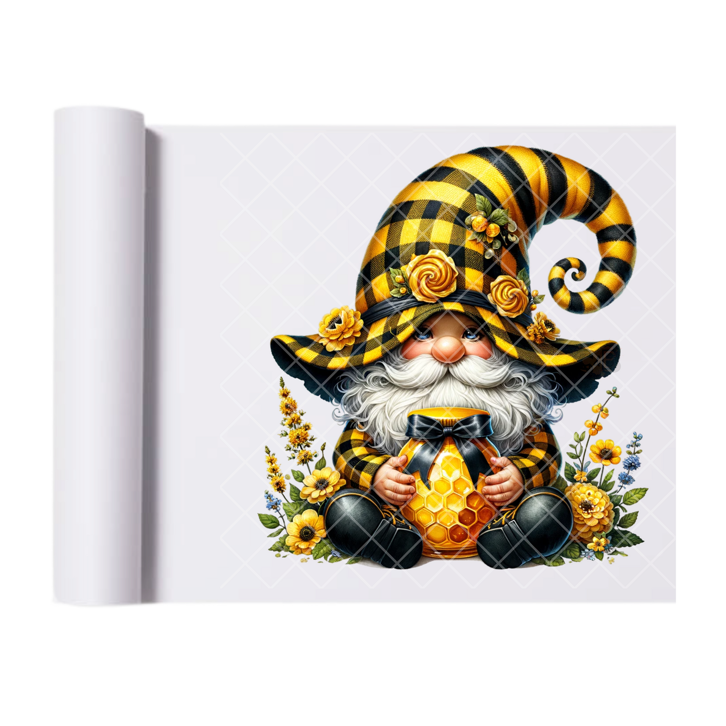Wildflower Yellow Gnome - Direct Print Film Transfer for T-Shirts, Cotton, Polyester & Blends - High-Quality Print