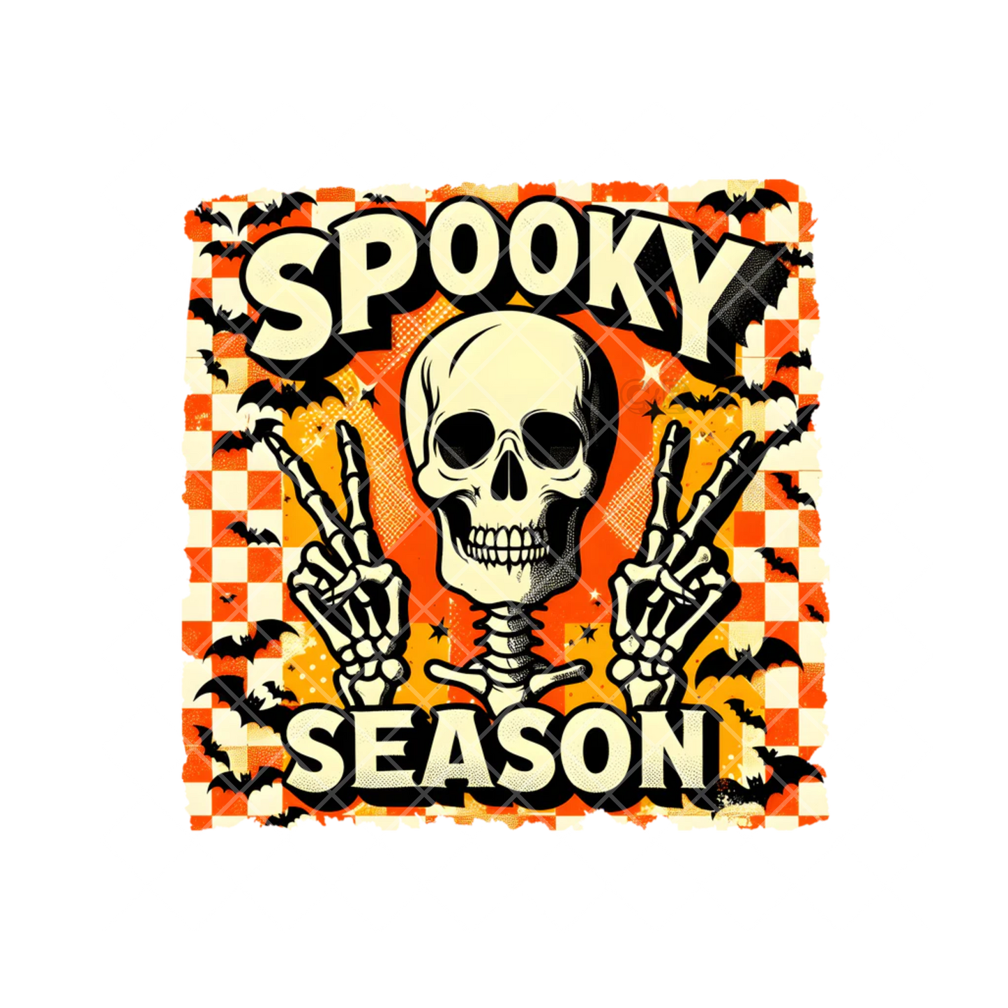 Spooky Season Orange Checker PNG File