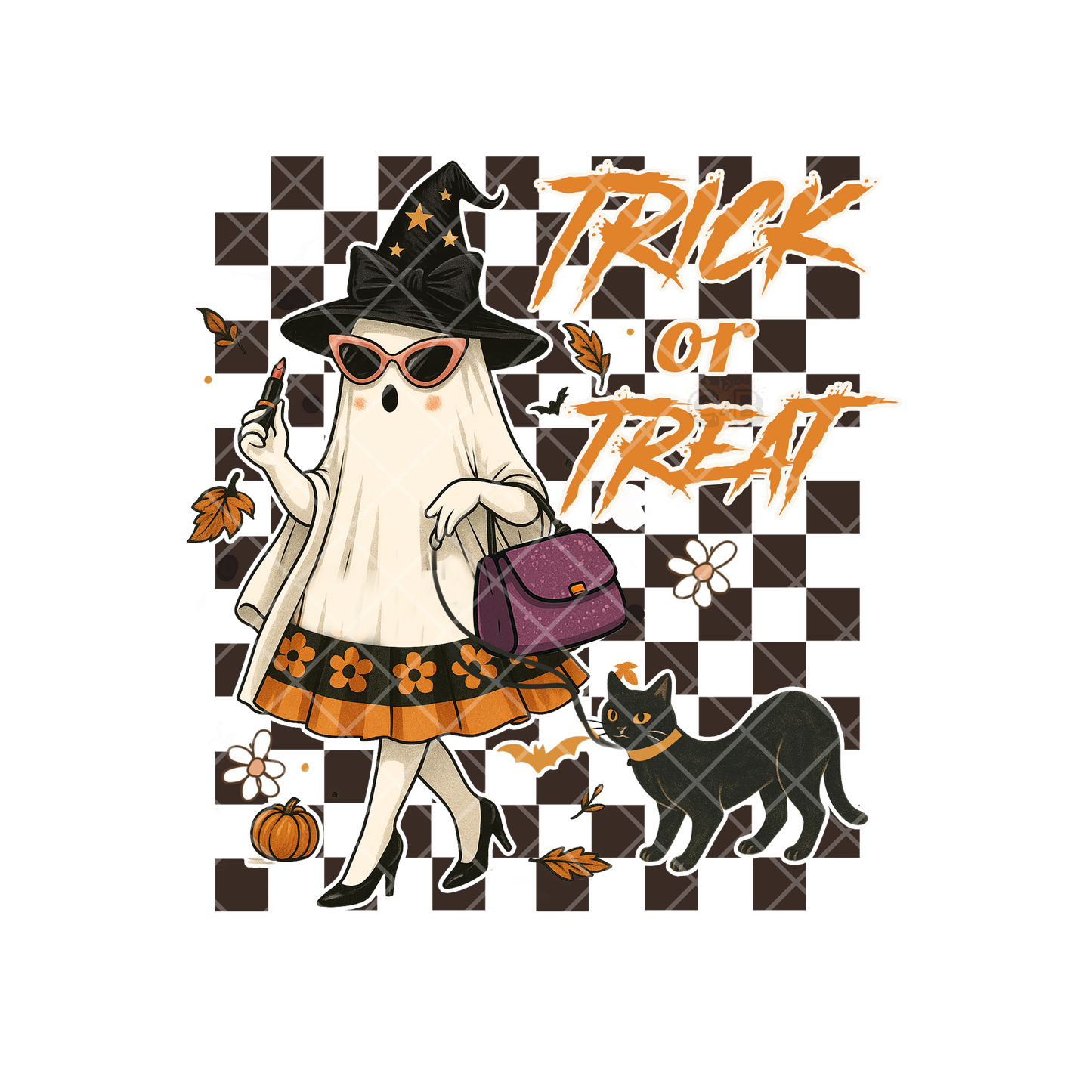 Trick Or Treat Fancy Lady Cat PNG File
