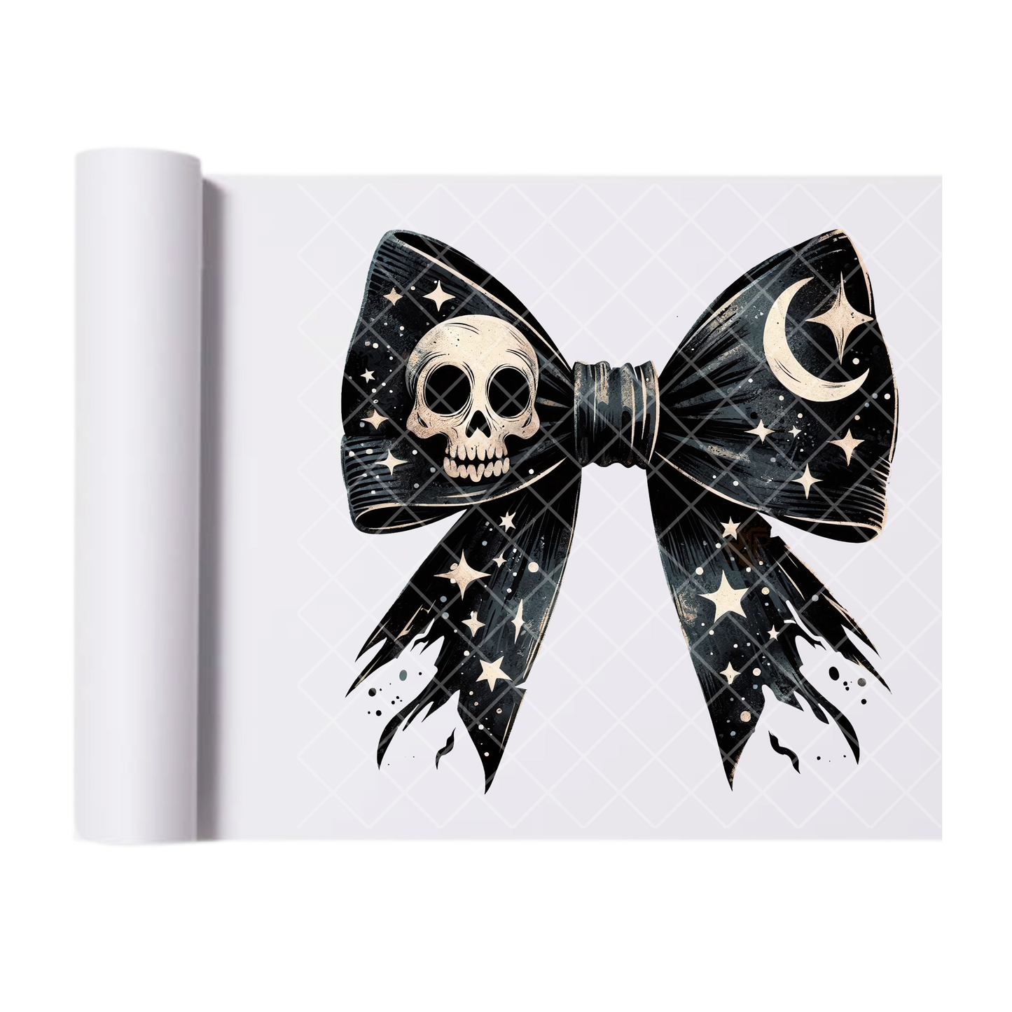 Dark Halloween Night Bow - Ready To Press Print Transfer for Apparel, Cotton, Polyester & Blends - High-Quality Print- Commercial Grade