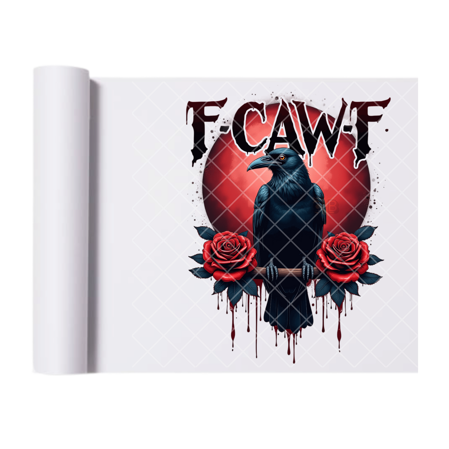 Fcawf Crow Red Roses - Ready To Press Print Transfer for Apparel, Cotton, Polyester & Blends - High-Quality Print- Commercial Grade