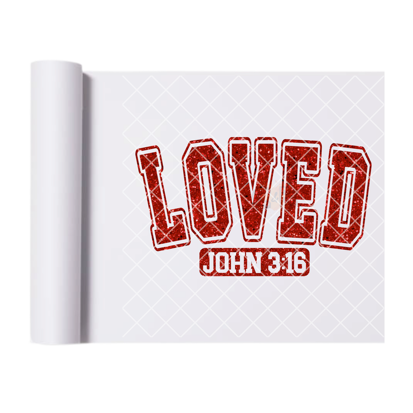 Glitter loved John 3:16 DTF film t shirt transfer
