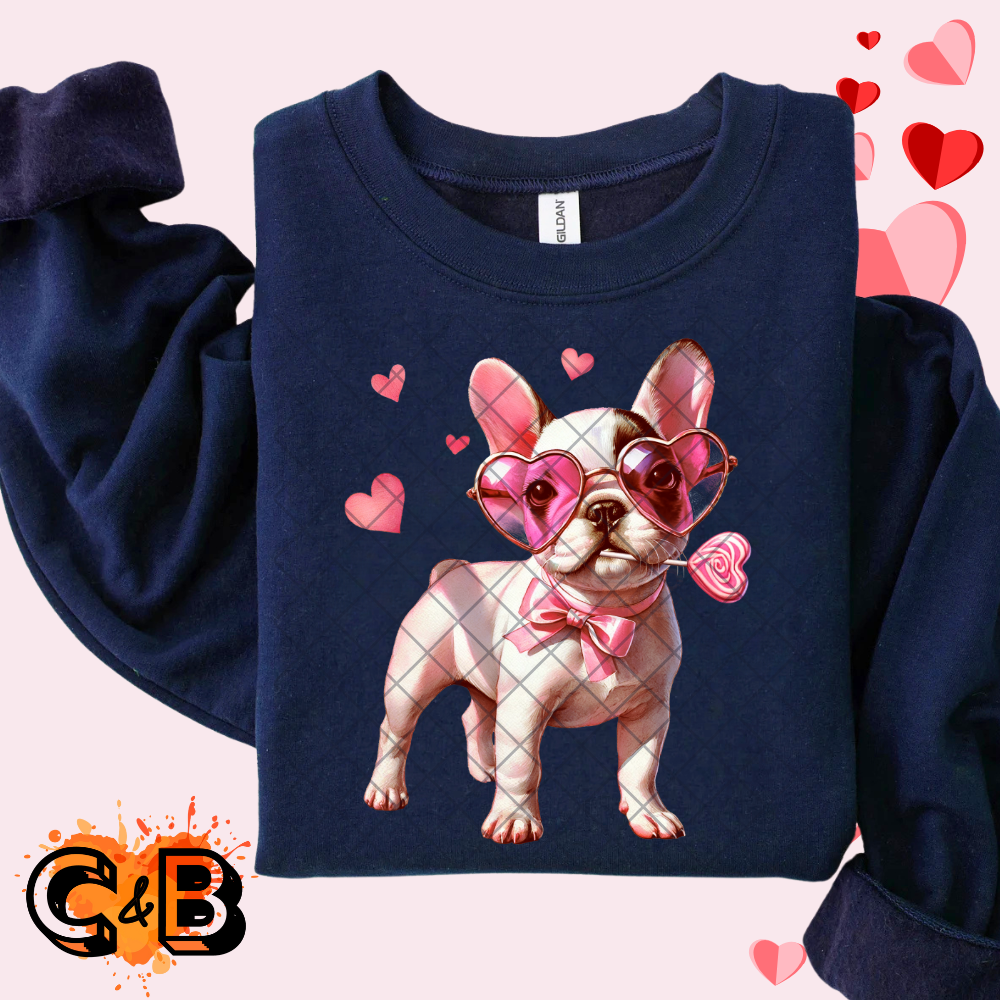 Pup sucker heart glasses pink bow PNG