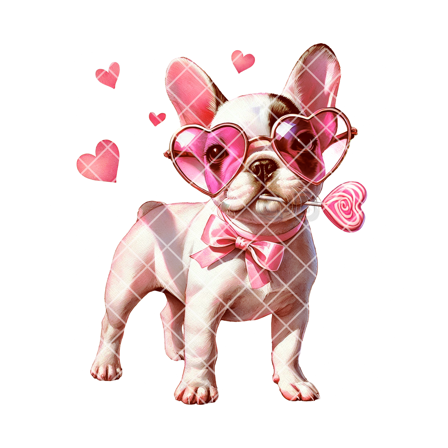 Pup sucker heart glasses pink bow PNG