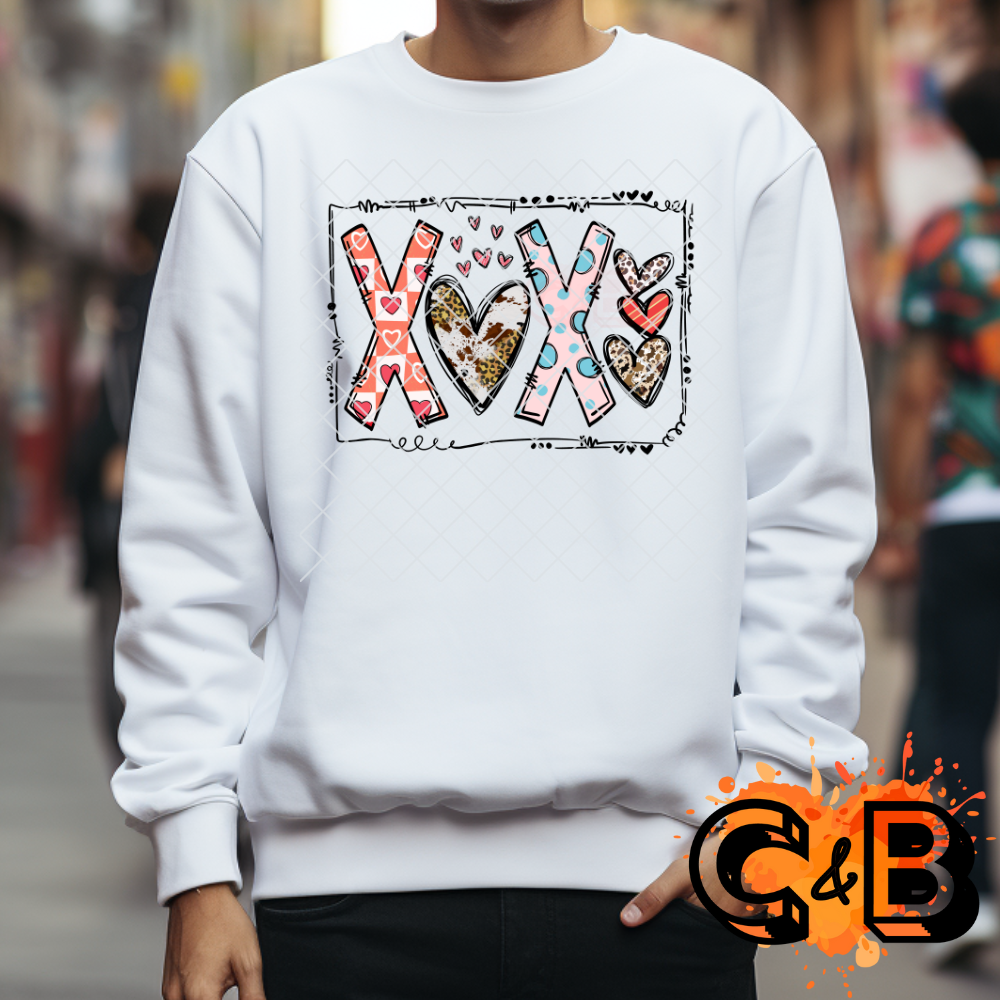 Valentines doodle pattern XO T-Shirt