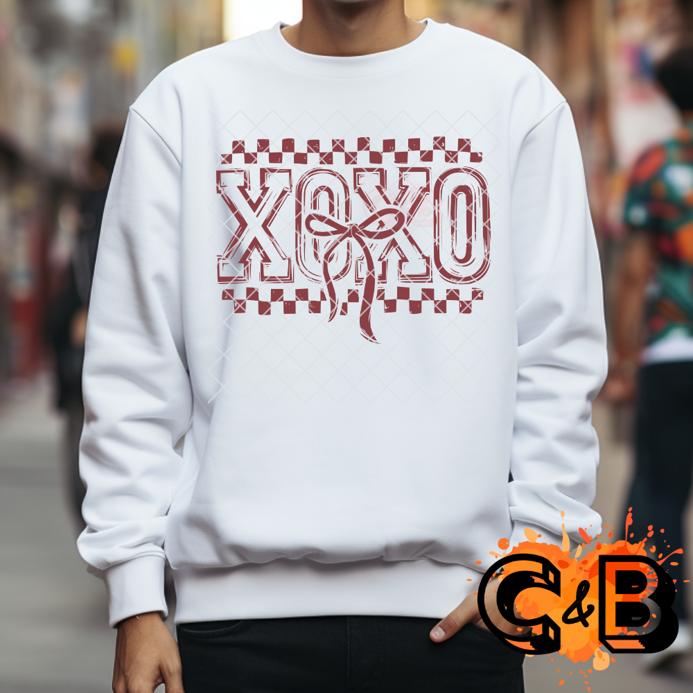 Xoxo valentines font DTF film t shirt transfer