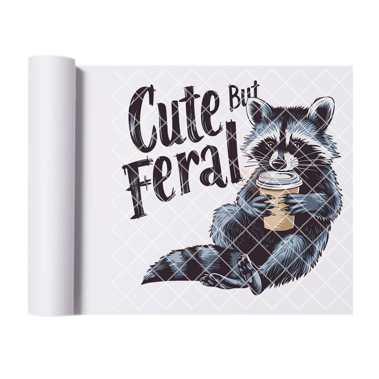 Cute raccoon coffee DTF film t shirt transfer