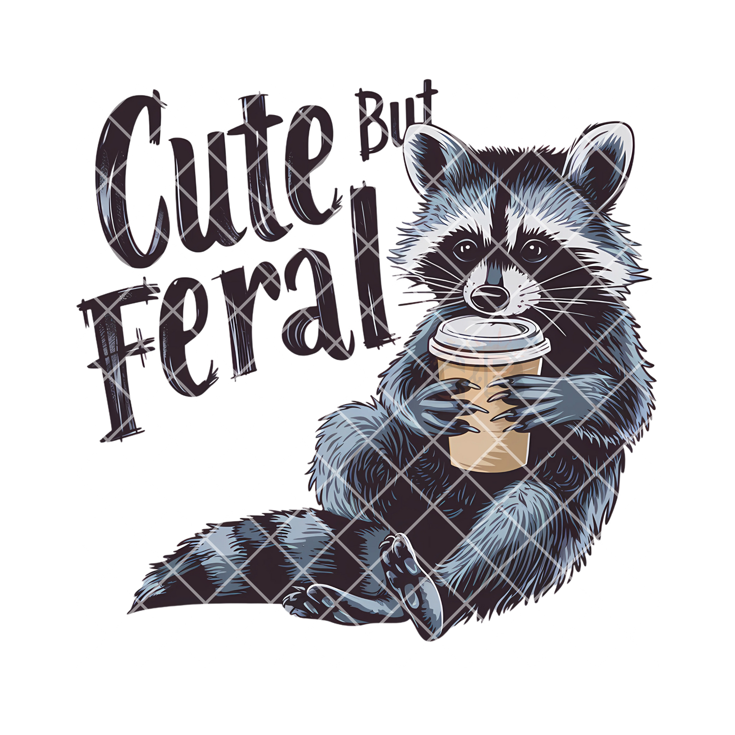 Cute raccoon coffee DTF film t shirt transfer