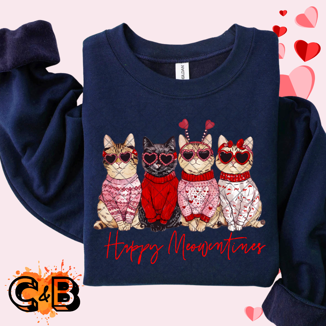 Valentines cat club DTF film t shirt transfer