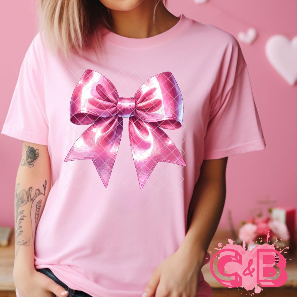 Shiny pink bow DTF transfer-high quality transfer for printing