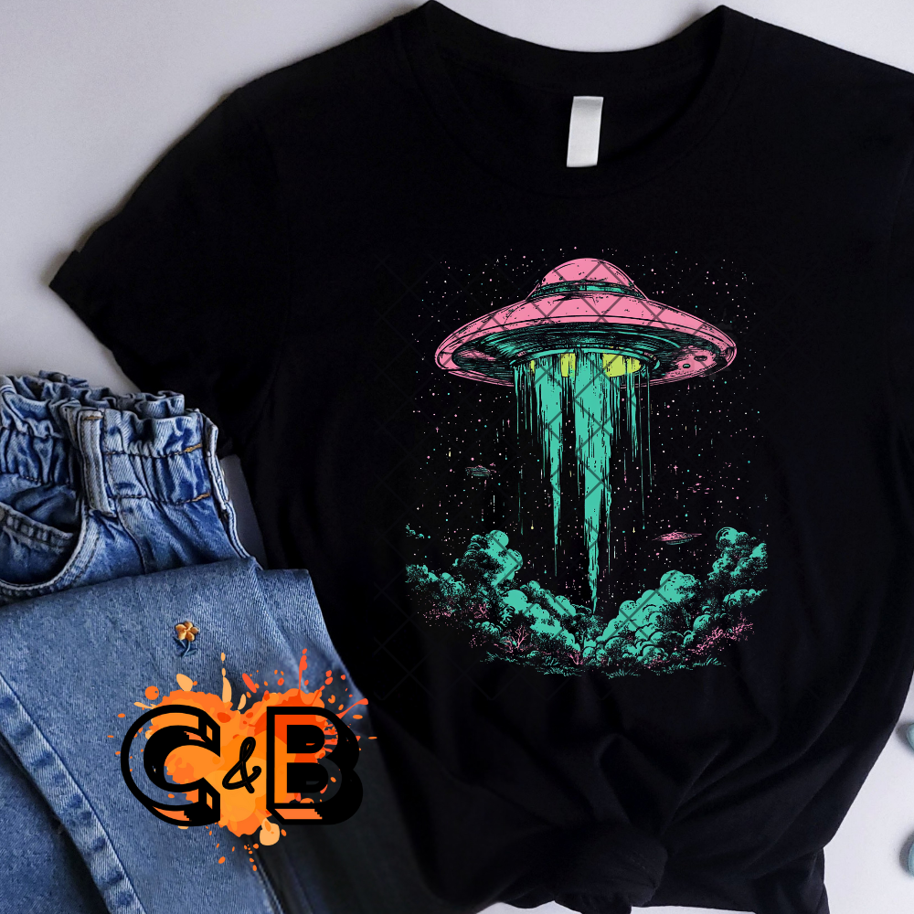 Comic green UFO DTF transfer-high quality transfer for printing